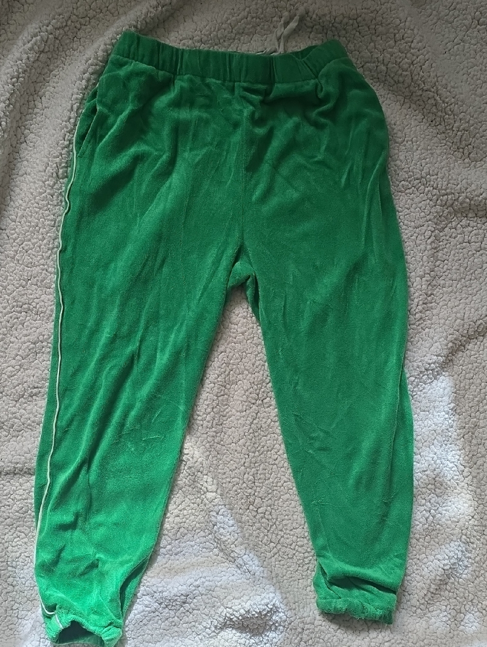 Juicy Couture Green Velour Track Joggers with Side Piping